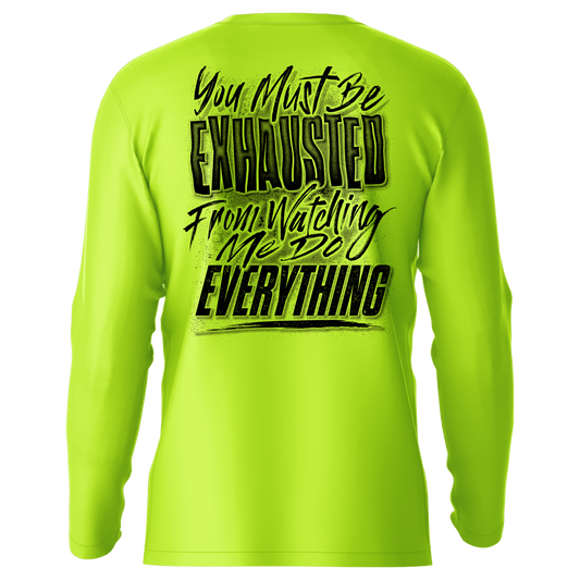 Exhausted - Hi-Visibility UPF 50 Long Sleeve Sun Shirt