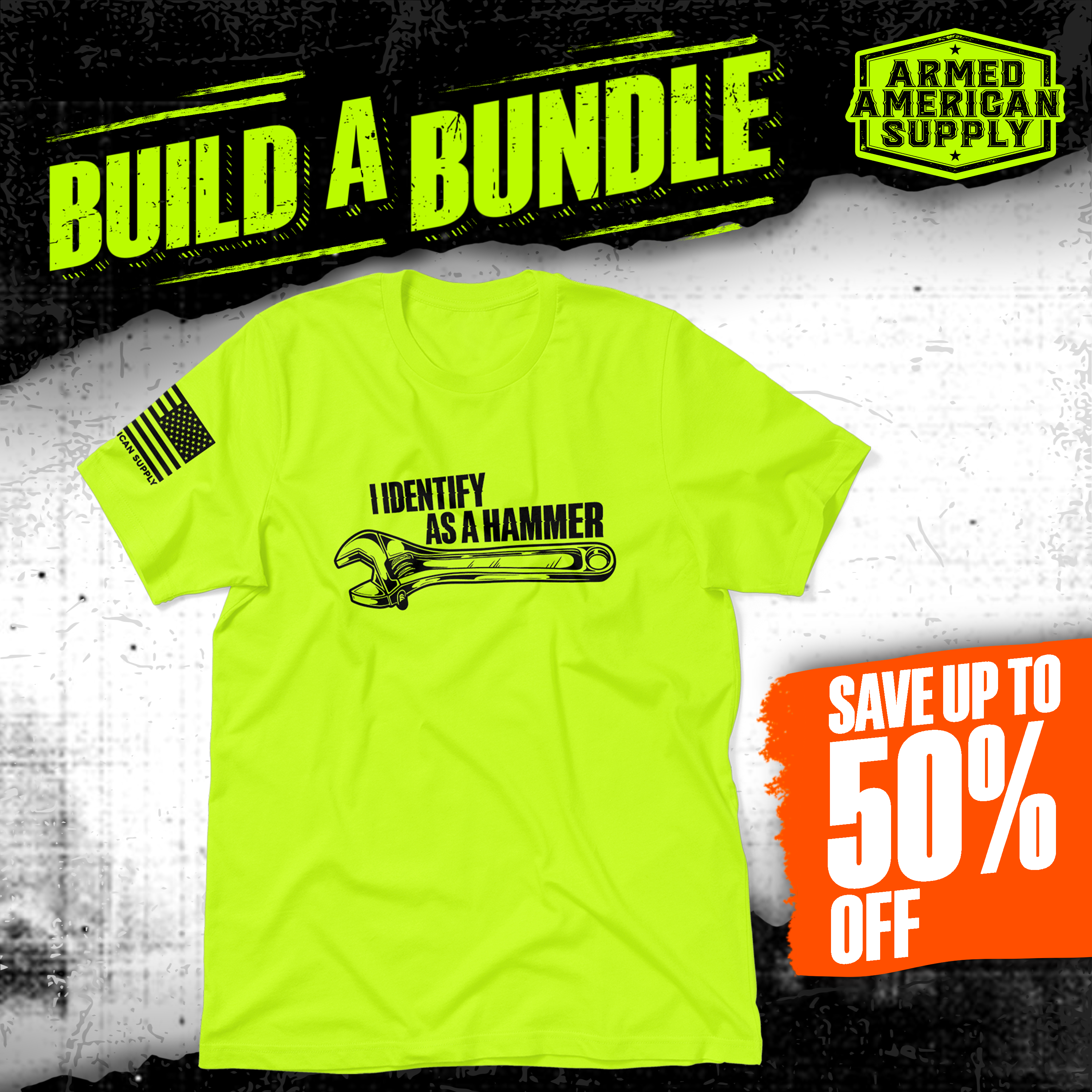 Identify As A Hammer - Safety Yellow T-Shirt