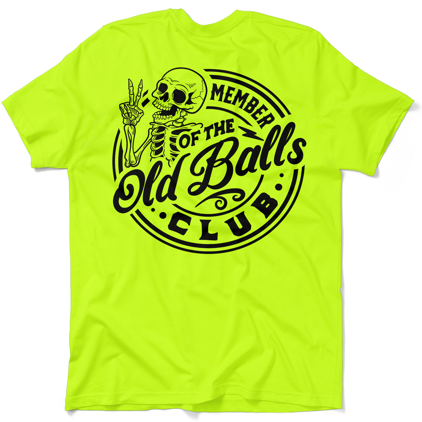 Old Balls Club - Safety Yellow Hi-Vis Pocket T-Shirt