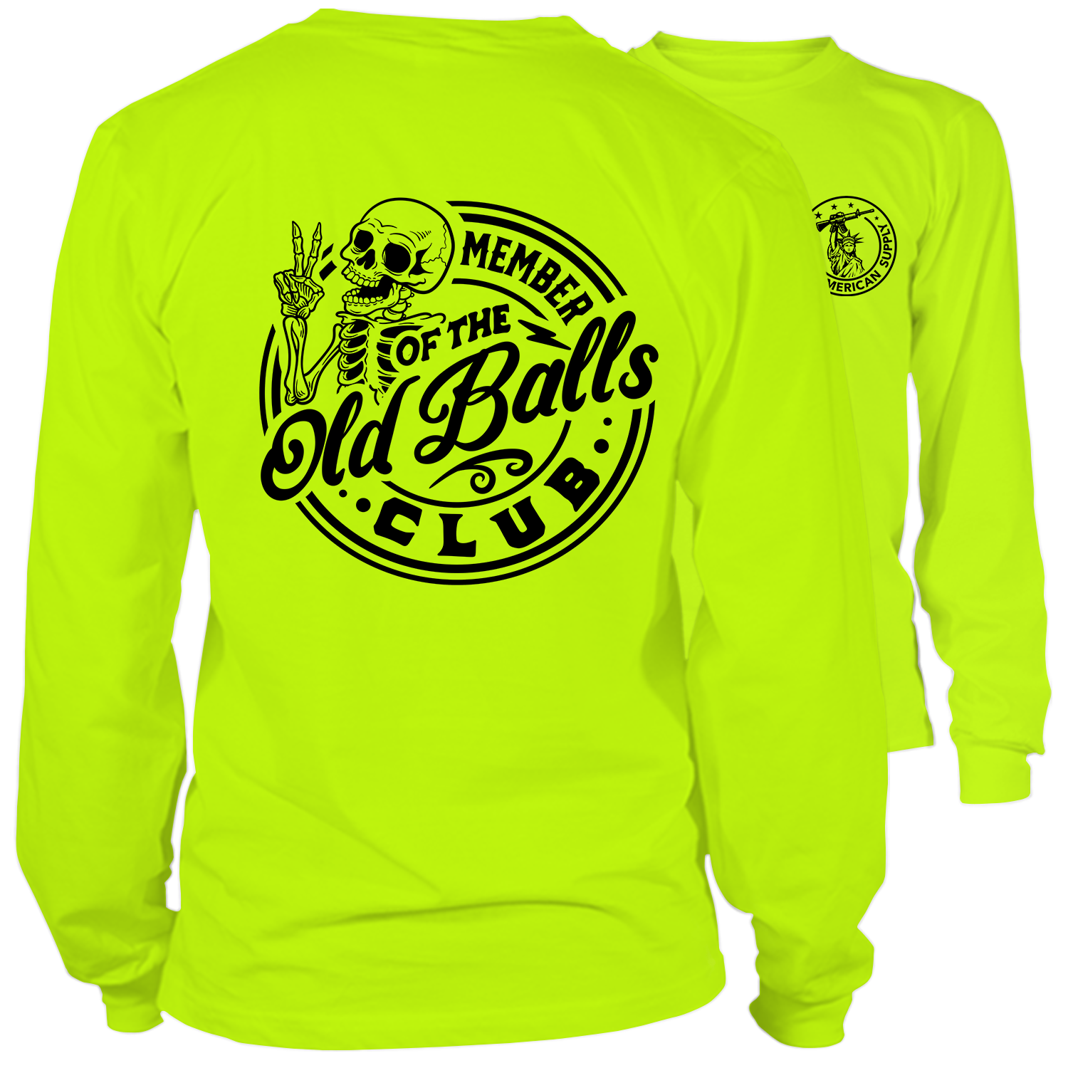 Old Balls Club - Long Sleeve Safety Yellow Hi-Vis