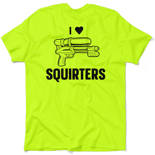 I Love Squirters - Safety Yellow Hi-Vis Pocket T-Shirt