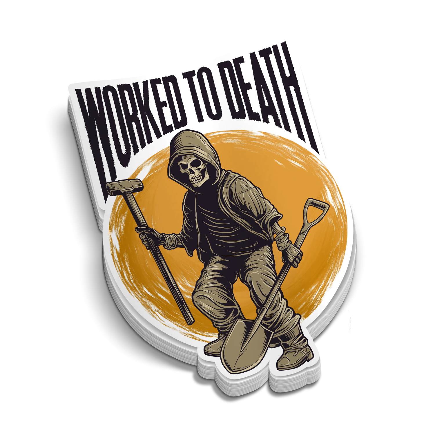 Worked To Death - Hard Hat Sticker