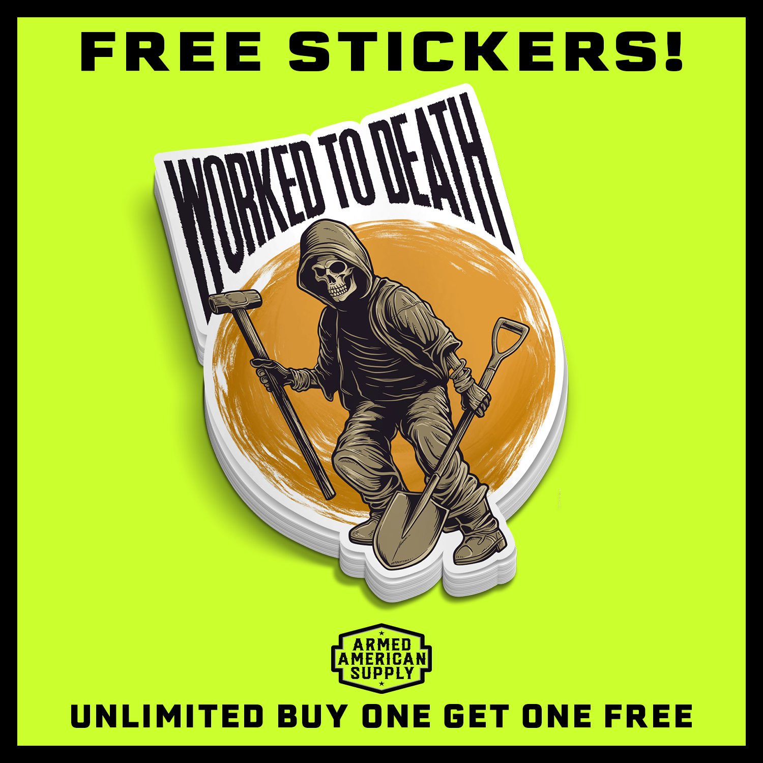 Worked To Death - Hard Hat Sticker