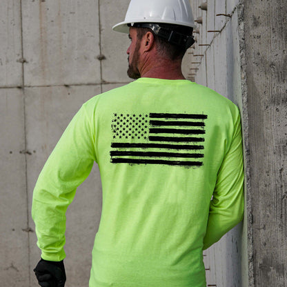 Old Glory- Long Sleeve Safety Yellow Hi-Vis T-Shirt