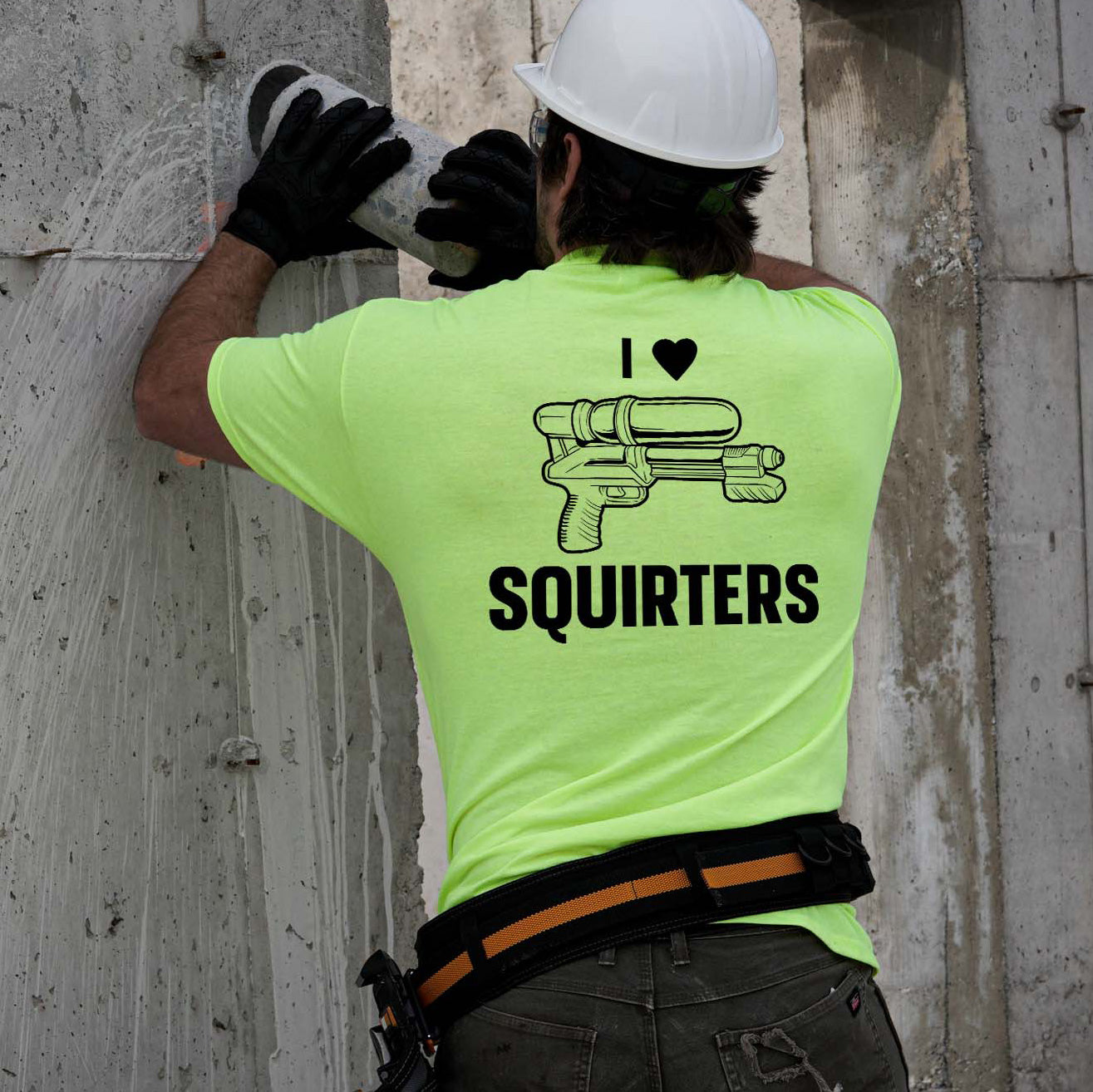 I Love Squirters - Safety Yellow Hi-Vis Pocket T-Shirt