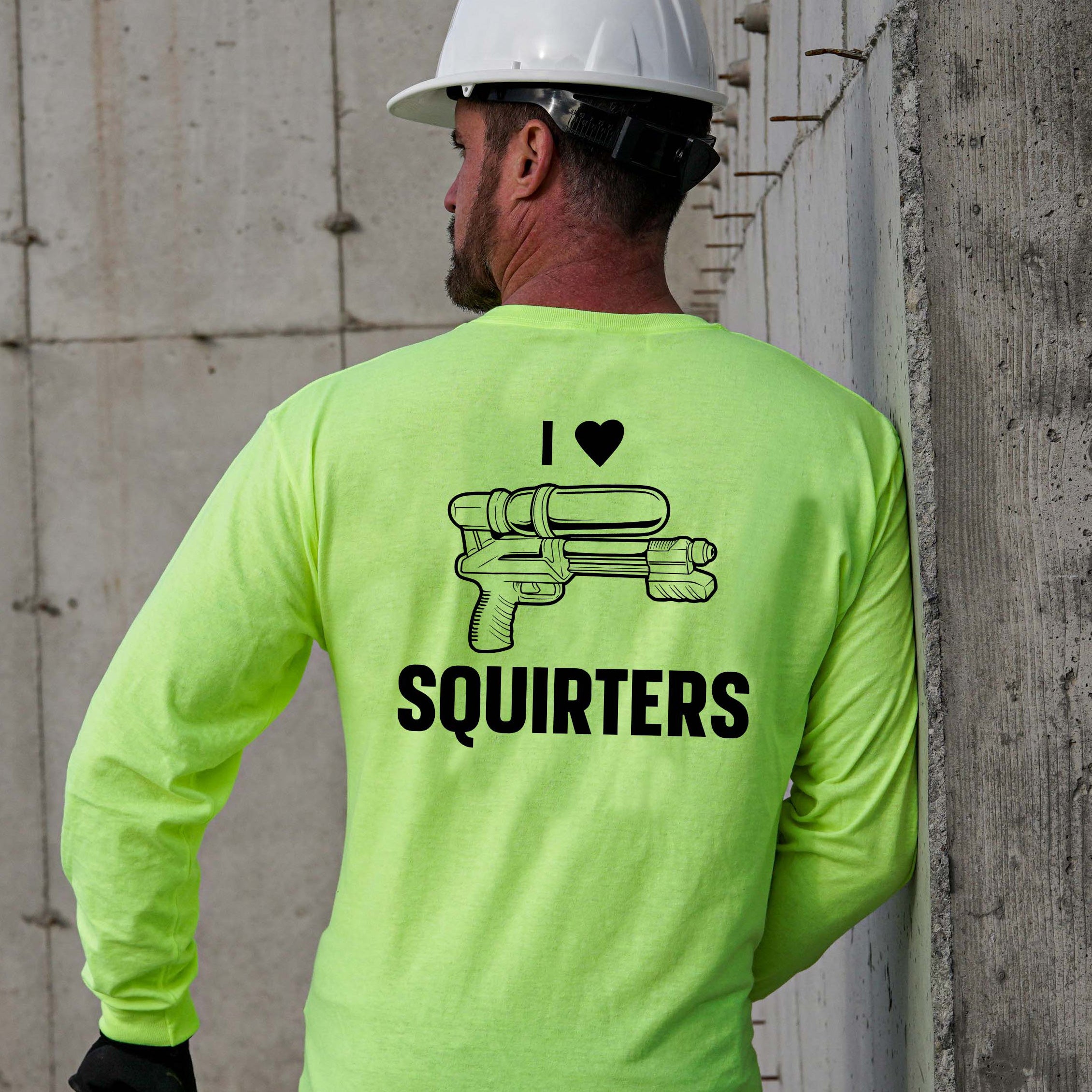 I Love Squirters - Long Sleeve Safety Yellow Hi-Vis