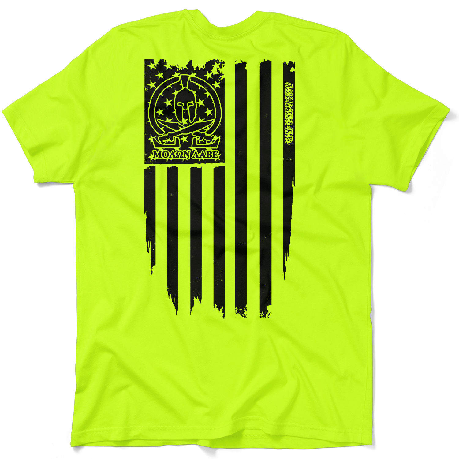 Molon Labe Ghost Flag - Safety Yellow T-Shirt