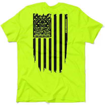 Molon Labe Ghost Flag - Safety Yellow T-Shirt