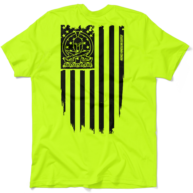 Molon Labe Ghost Flag - Safety Yellow T-Shirt