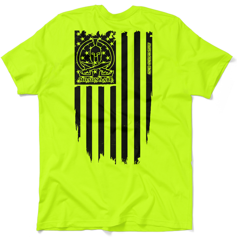 Molon Labe Ghost Flag - Safety Yellow T-Shirt