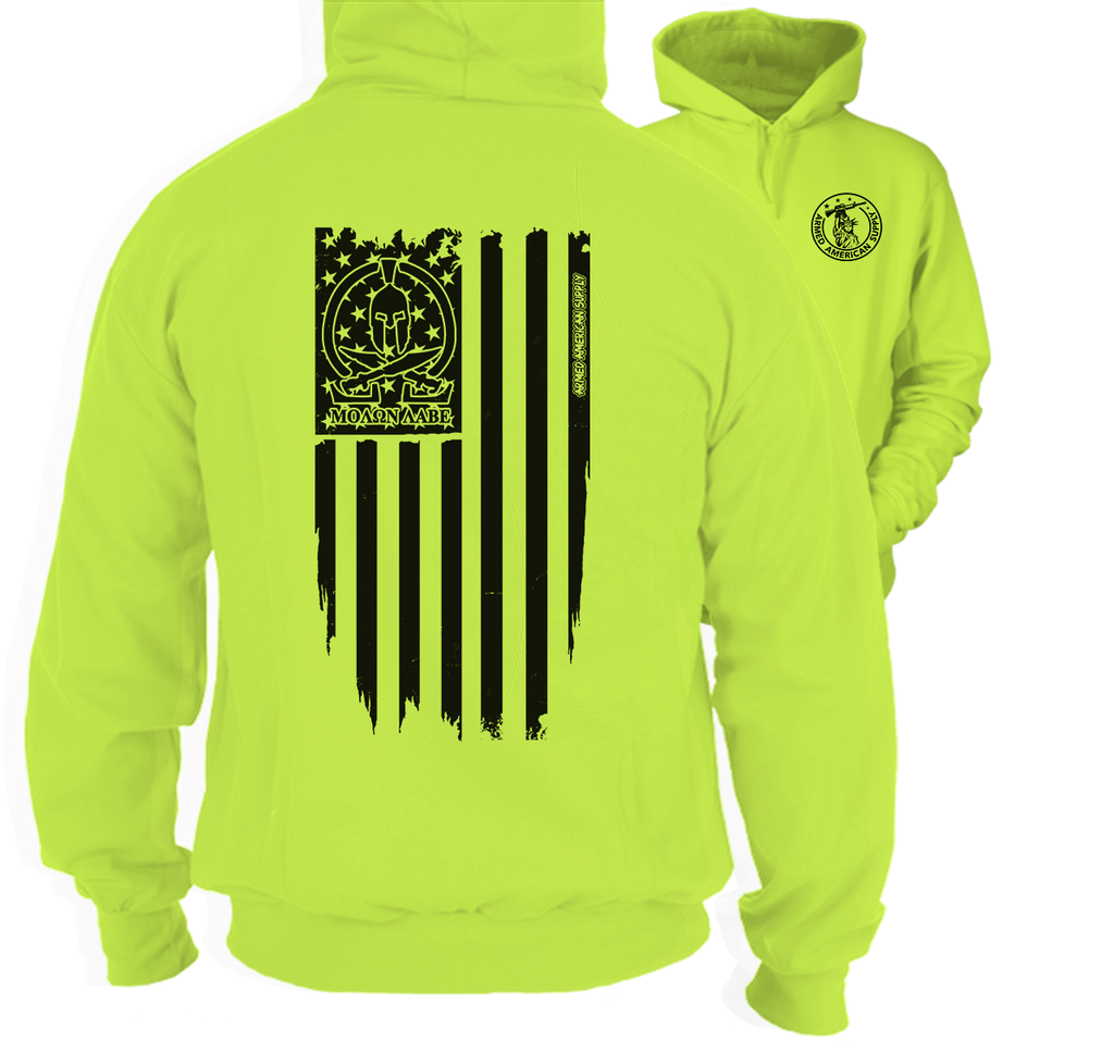 Molon Labe Ghost Flag - Hi-Vis Hoodie