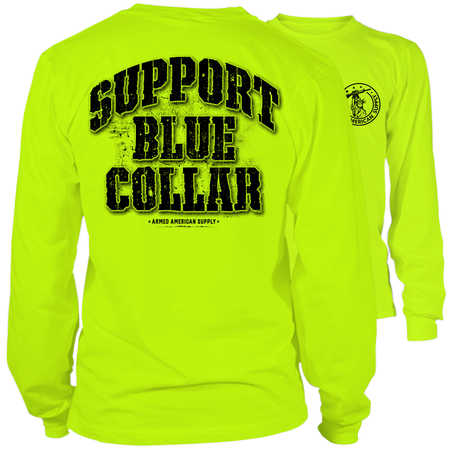 Support Blue Collar - Long Sleeve Hi-Vis T-Shirt