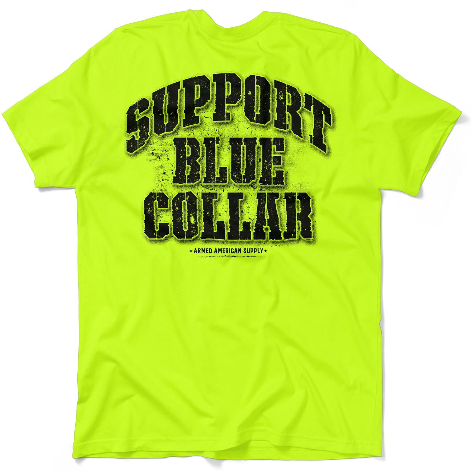 Support Blue Collar - Safety Yellow T-Shirt