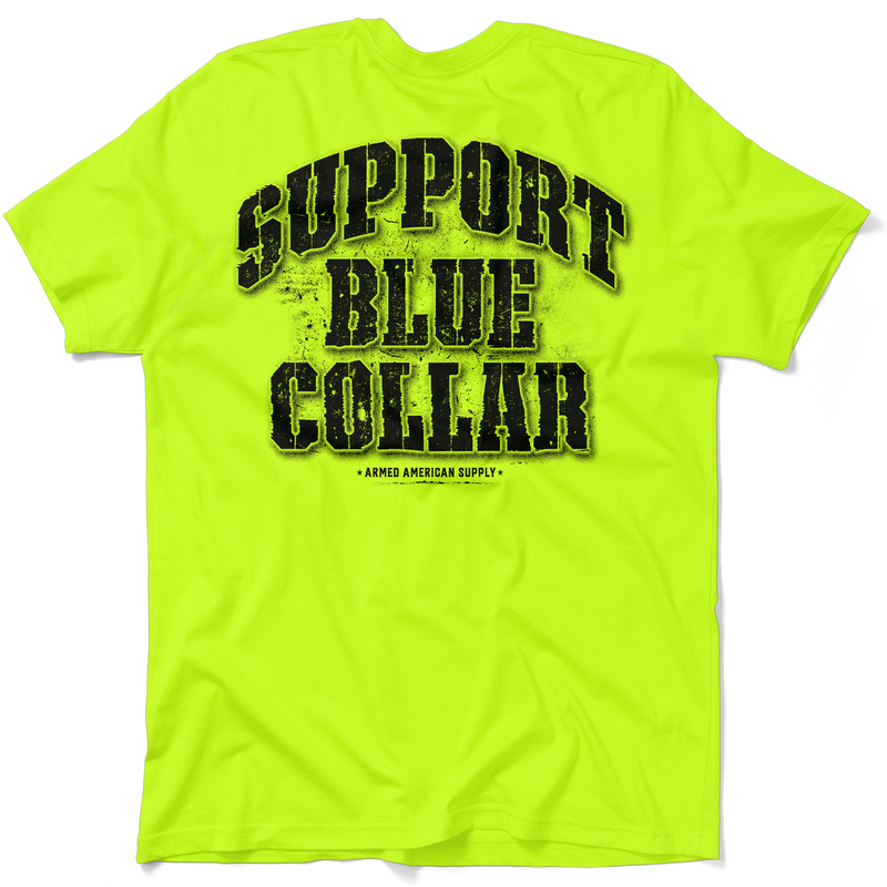 Support Blue Collar - Safety Yellow T-Shirt